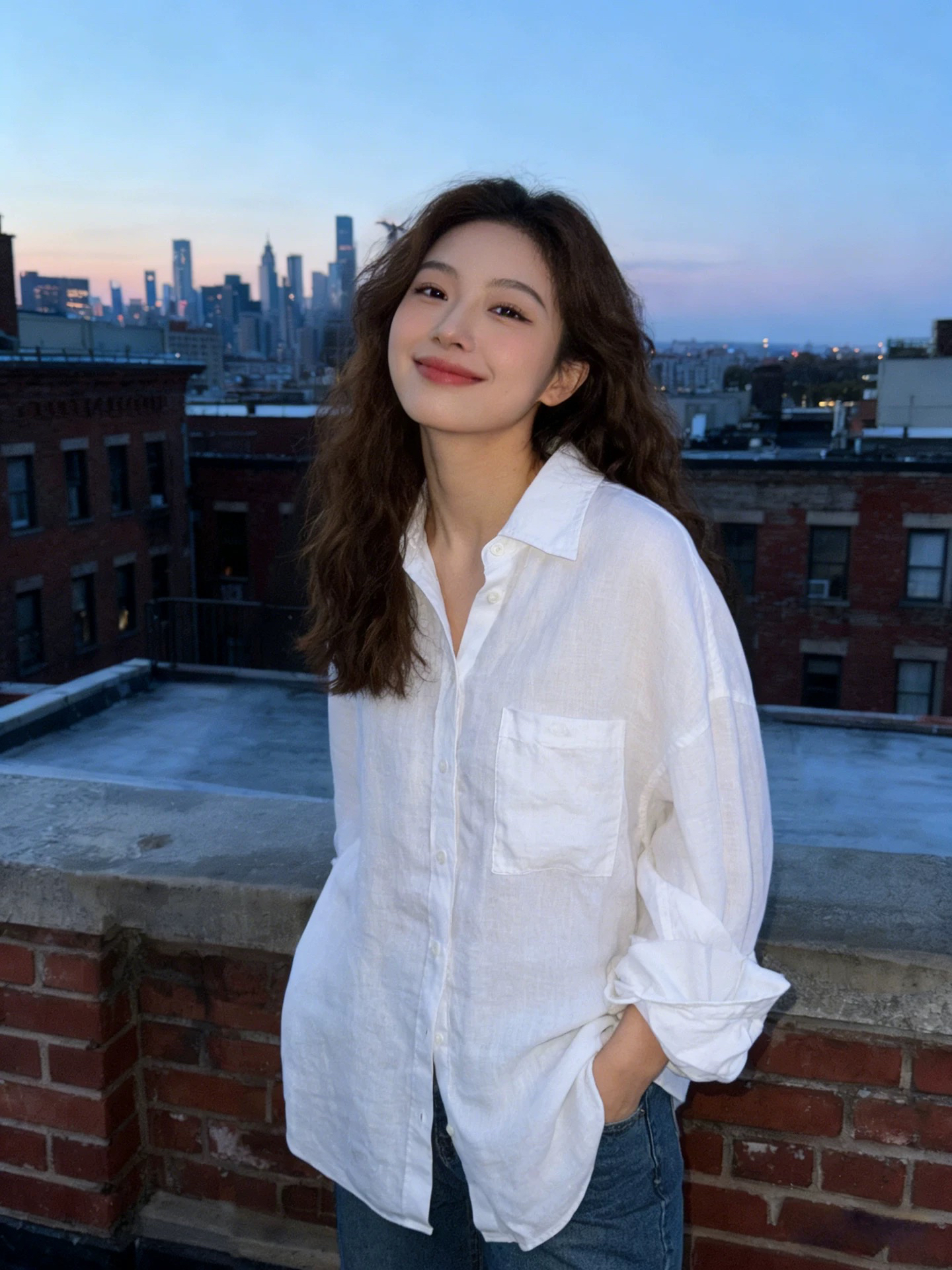 오래된 돈 바람 화이트 폴로 칼라 단추 얇고 가벼운 느긋한 여성 셔츠 느슨함 센스 출퇴근 루즈핏 슬림해 보이는 다용도 맨위
