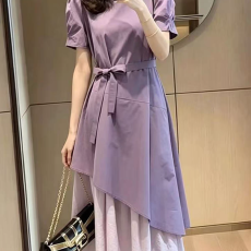 批发欧货气质温柔风复古紫色假两件法式<b class='q'>连衣裙</b>大方得体绝美a字长裙