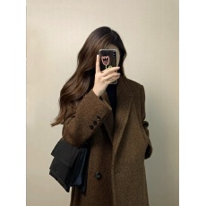 批发高级感超好看双面羊绒<b class='q'>大</b>衣中长款咖色毛呢外套女2024新款爆款秋冬