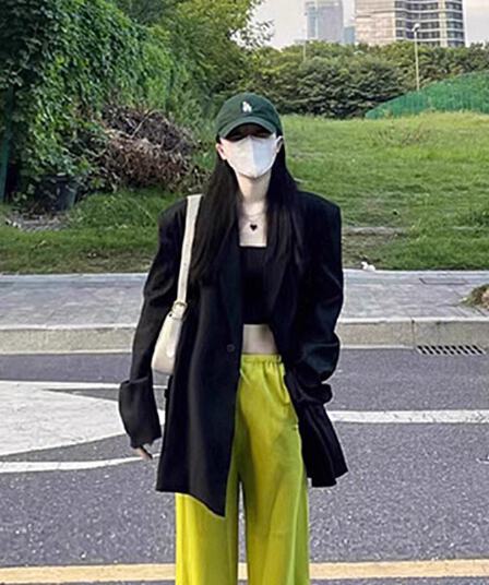 원본 것 검정색 정장 여성 코트 가을 한국 스타일 루즈핏 oversize 작은 키 정장 맨위