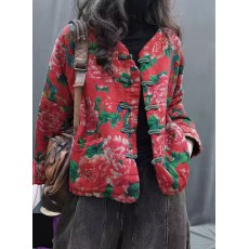 批发加厚保暖棉袄女秋冬2026新款复古民族<b class='q'>风</b>花色棉服女盘扣夹棉外套