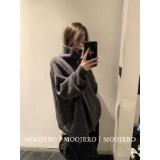 高领拉链毛衣外套女早秋季小个子宽松显瘦休闲慵懒风针织开衫上衣