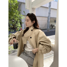 批发韩国东大门秋季新款小众设计感短款风衣外套女