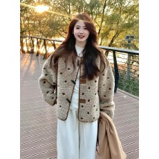 批发年轻时尚毛茸茸厚上衣短款仿皮草<b class='q'>甜美</b>波点皮毛一体双面穿毛毛外套