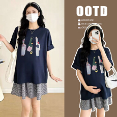 实拍2026新款印花短袖t恤女纯棉夏美式正肩减龄宽松百搭半袖上衣