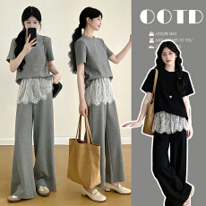 批发实拍孕妇ootd穿搭一整套巨好看<b class='q'>休闲</b>上衣屁帘阔腿裤超火时尚两件套