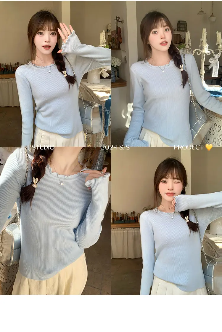 프릴 라운드넥 니트 상세 이미지 8
