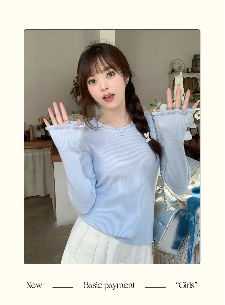 프릴 라운드넥 니트 상세 이미지 11