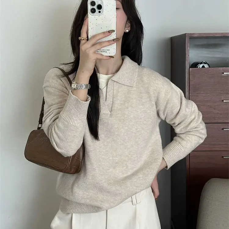 폴드 칼라 루즈핏 니트