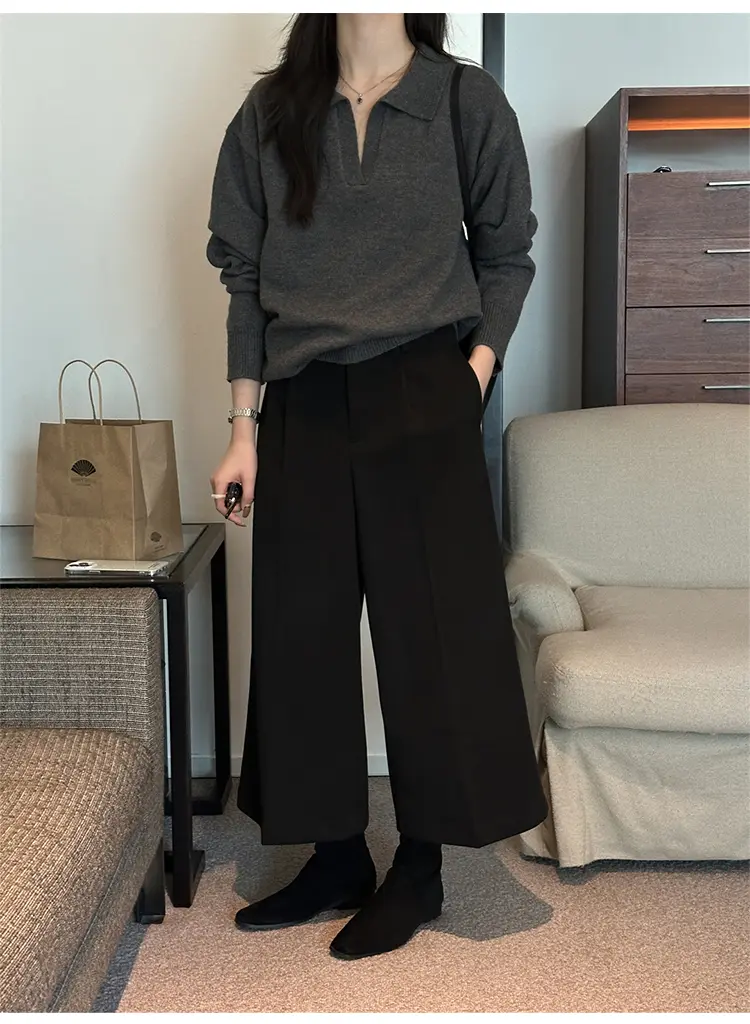 폴드 칼라 루즈핏 니트 상세 이미지 18