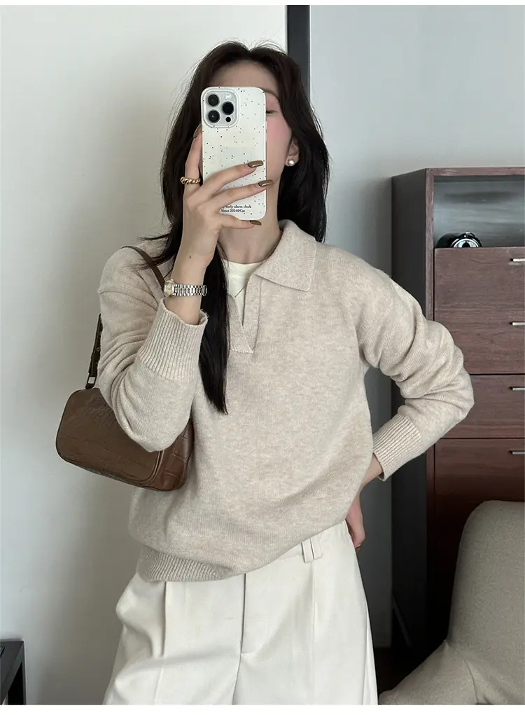 폴드 칼라 루즈핏 니트 상세 이미지 19