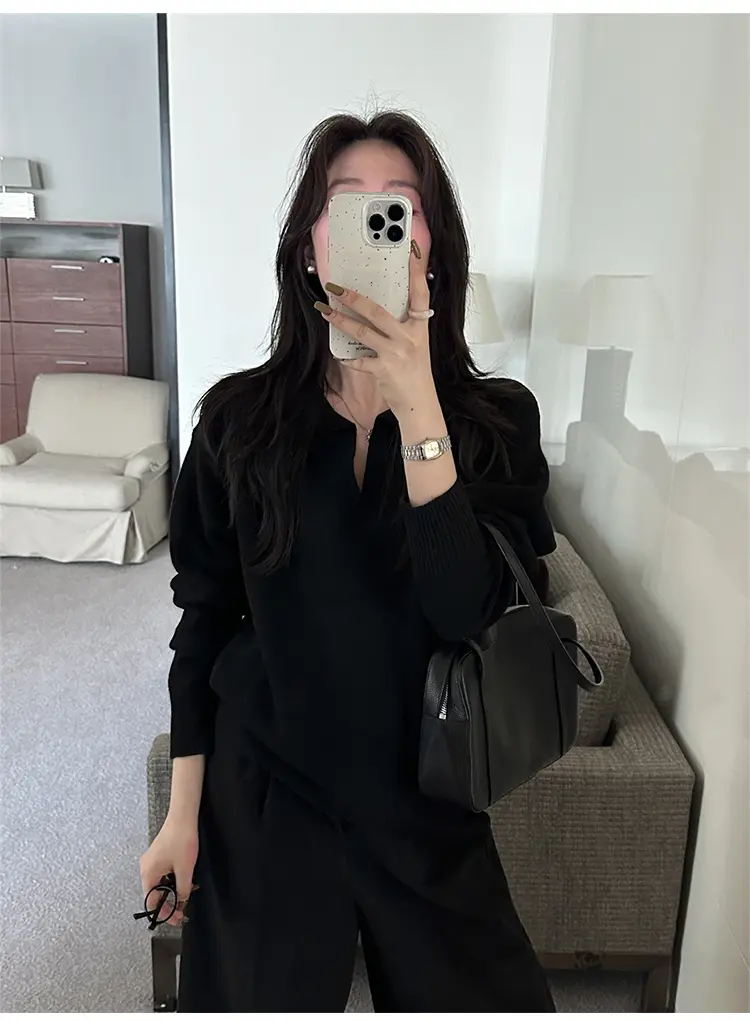 폴드 칼라 루즈핏 니트 상세 이미지 22