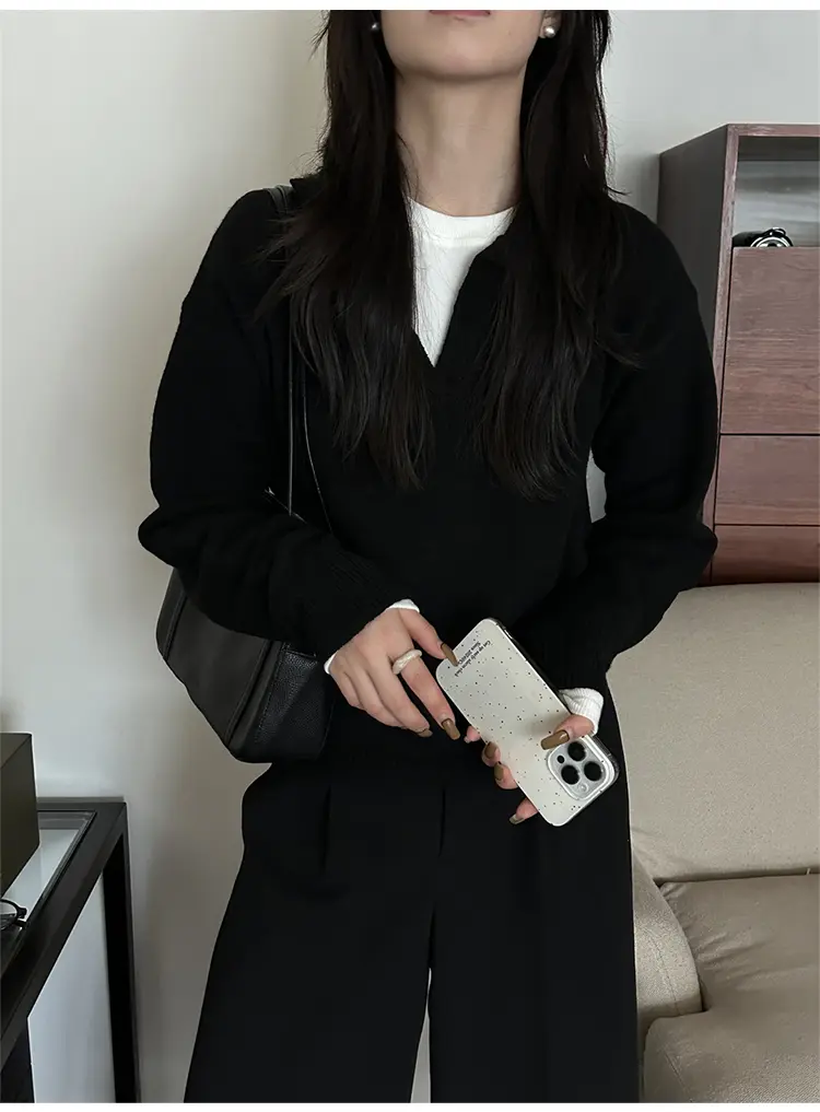 폴드 칼라 루즈핏 니트 상세 이미지 23