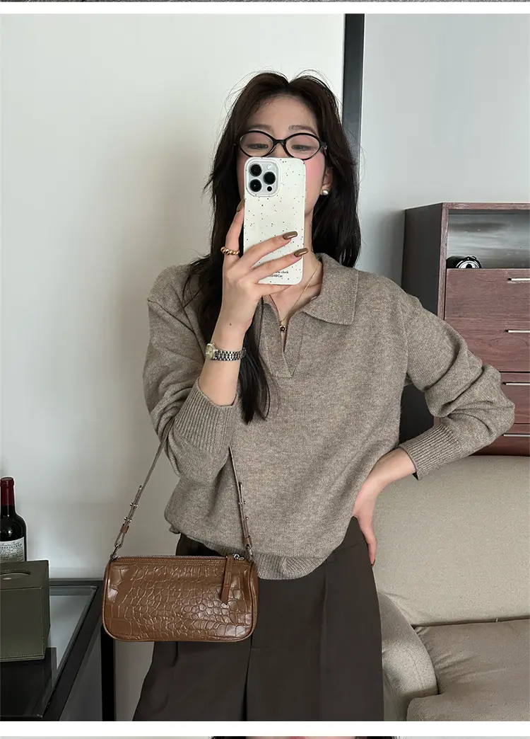 폴드 칼라 루즈핏 니트 상세 이미지 27