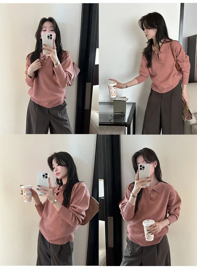폴드 칼라 루즈핏 니트 상세 이미지 30