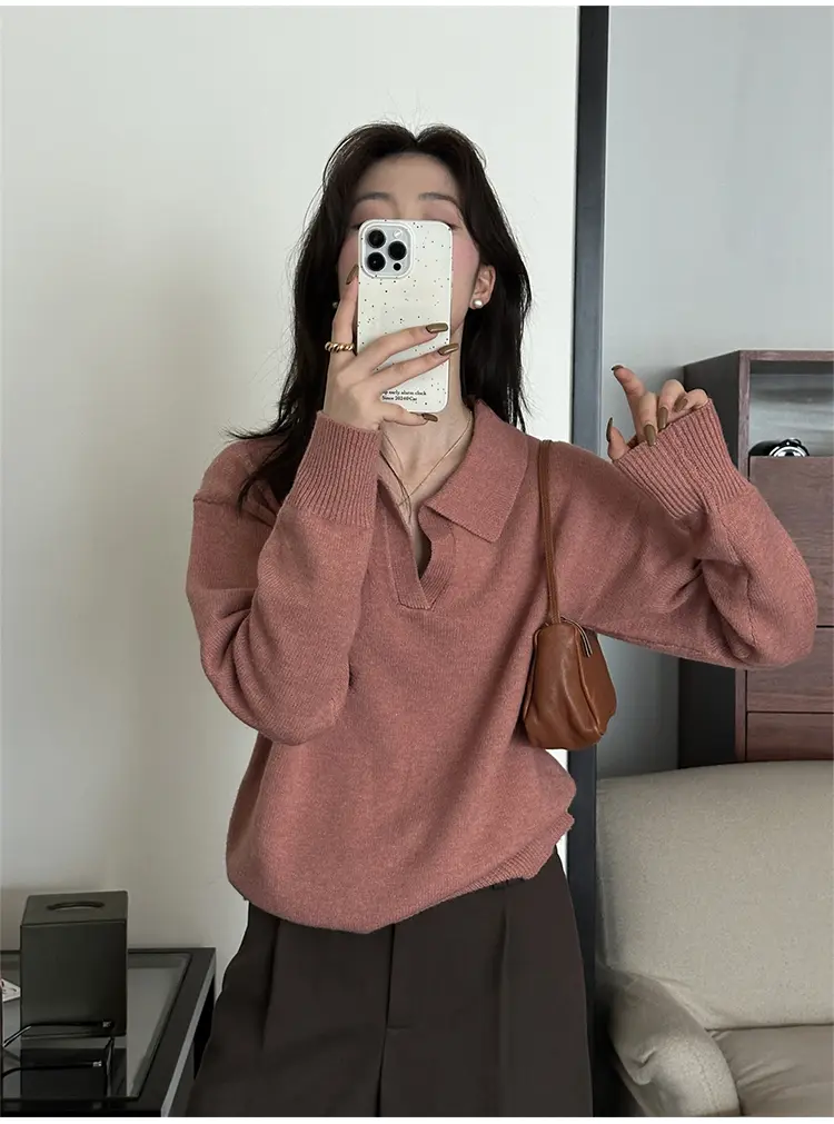 폴드 칼라 루즈핏 니트 상세 이미지 31