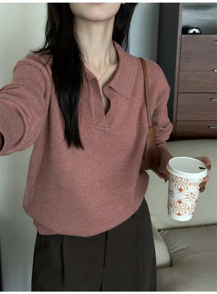 폴드 칼라 루즈핏 니트 상세 이미지 32