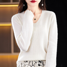 批发针织V领长袖羊毛衫秋季新款<b class='q'>宽松</b><b class='q'>大码</b>毛衣短款内搭打底衫上衣