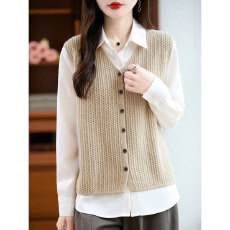 批发2025秋冬马甲女秋V领<b class='q'>开衫</b><b class='q'>短款</b>外穿无袖毛衣坎肩叠穿<b class='q'>针织</b>背心