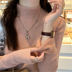 批发粉色毛衣冬季加绒女秋冬2025新款内搭打底衫一体绒高级感针织上衣