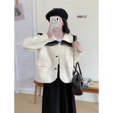 批发2025秋冬季新款小香风珍珠绒大衣女<b class='q'>短款</b>娃娃领法式小个子毛呢外套