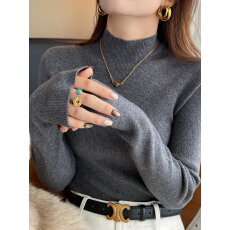 黑灰色半高领羊毛打底衫女内搭高级新款爆款秋冬针织毛衣上衣