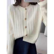 批发白色软糯糯开衫针织外套女短款季新款<b class='q'>韩版</b>宽松小个子毛衣