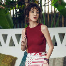 批发短款圆领针织<b class='q'>背心</b>女性感露肚脐夏天百搭纯色修身显瘦无袖打底上衣