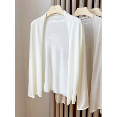 批发白色针织开衫女秋季新款慵懒中<b class='q'>长款</b>外搭宽松针织上衣毛衣外套