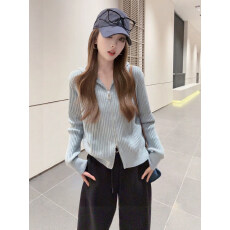 六个羊毛韩系连帽拉链长袖针织开衫女2026季时尚洋气显瘦百搭上衣