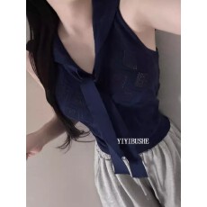 批发<b class='q'>韩国</b><b class='q'>代购</b><b class='q'>正品</b> LI556韩系超好看~减龄女人味披肩无袖针织上衣oy