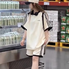 批发鱼鳞6535#<b class='q'>运动服</b>套装女夏季宽松韩版学生<b class='q'>短袖</b>短裤休闲两件套