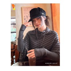 批发宋正恩黑灰色针织衫女巨好看早秋穿搭韩系蝙蝠袖宽松<b class='q'>长袖</b>毛衣上衣