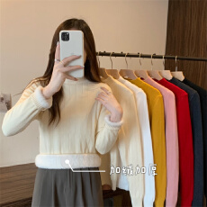 批发加绒加厚打底毛衣女一体水<b class='q'>貂绒</b>半高领内搭针织衫
