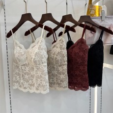 MYL网红爆款美背性感雷丝吊带背心一体杯棉质舒适防走光百搭