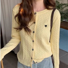 批发老钱风刺绣麻花羊绒针织外套女<b class='q'>秋</b>日韩系复古休闲百搭毛衣开衫