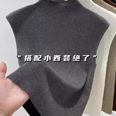 批发半高领针织无袖背心女秋冬新款修身显瘦气质西装内搭立领打底上衣