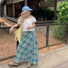 批发微胖韩系一字肩荷叶边白色短袖上衣设计感百搭显瘦<b class='q'>甜美</b>小清新上衣