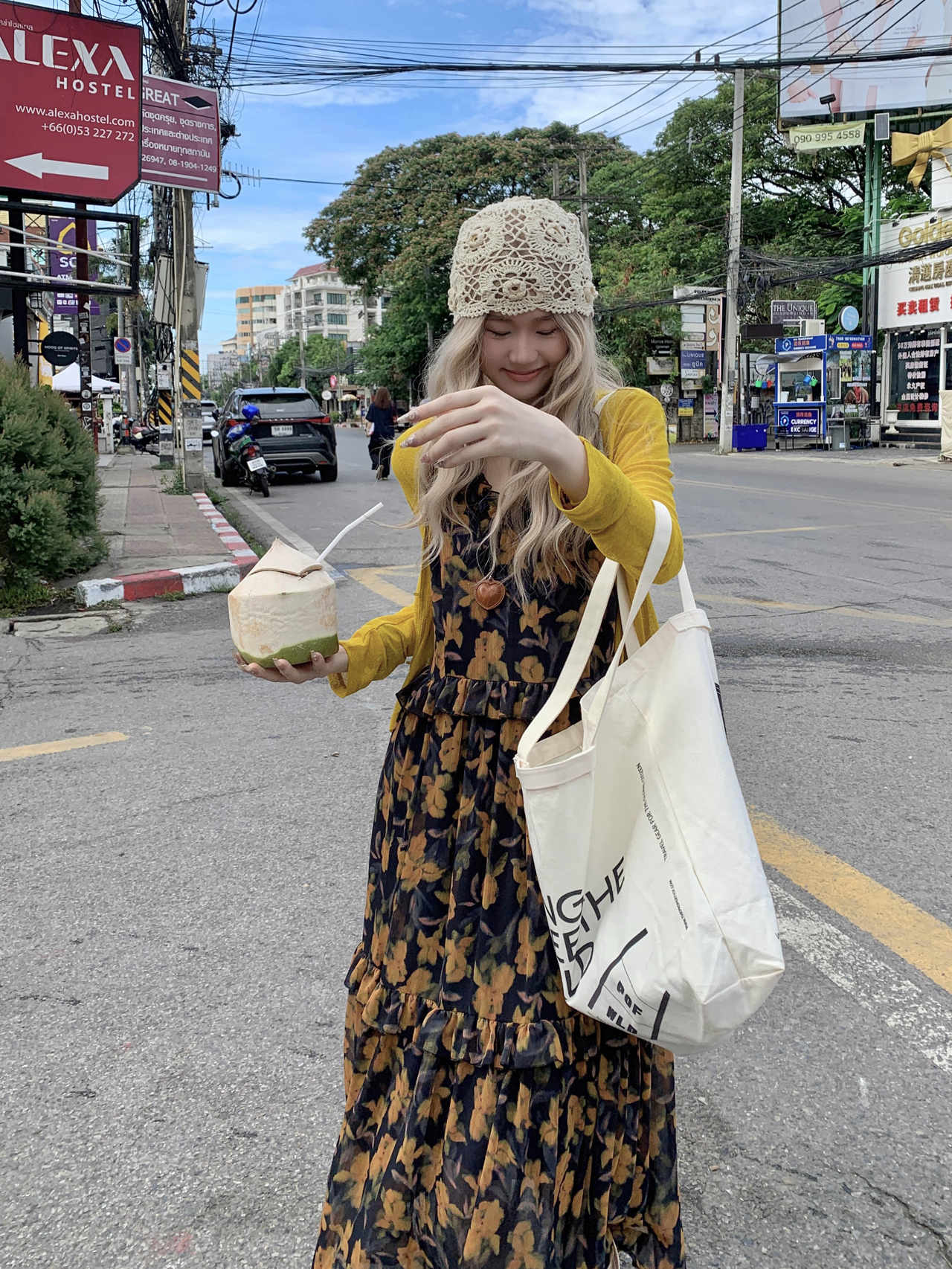 빅 사이즈 품격 느긋한 바람 노란 꽃 쉬폰 슬립 드레스 여름 프랑스식 레트로 여행 휴가 바람 부드러운 롱 스커트