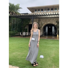 批发大码加长气质收腰显瘦弹力背心连衣裙夏<b class='q'>通勤</b>简约休闲脚踝长裙子