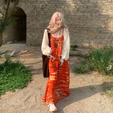 批发大码泰国旅游穿搭三亚气质沙滩长裙海边度假波西米亚风脚踝长裙子