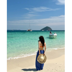 批发实拍海边度假风套装女休闲防晒罩衫衬衫比基尼吊带阔腿裤