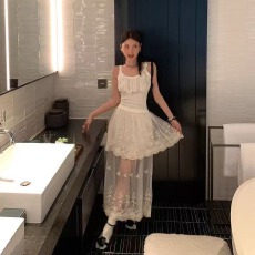 批发蕾丝拼接网纱半身裙女2025夏季新款