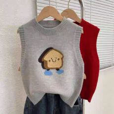 批发针织<b class='q'>马甲</b>春秋外穿2025新款男女童背心刺绣坎肩