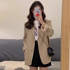 批发高级感卡其色小个子西装外套女早春秋装新款韩版宽松休闲西服