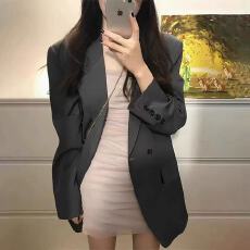 批发高级感灰色西装外套女2025春秋装新款韩版小个子宽松显瘦休闲西服