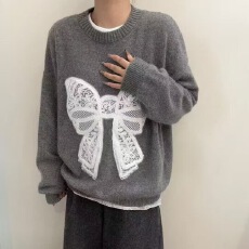 批发<b class='q'>欧洲站</b>2025冬季<b class='q'>新款</b>设计师款小众复古甜辣蝴蝶结针织衫毛衣上衣