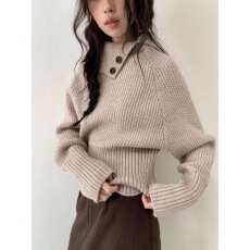 批发2025韩系高领套头毛衣女秋冬季加厚内搭叠穿针织衫宽松上衣