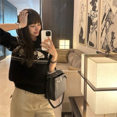 批发2025年秋冬新款复古小马提花毛衣休闲圆领套头长袖针织衫打底上衣