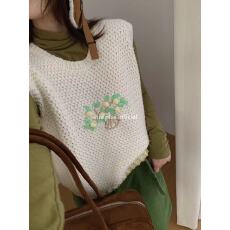 批发彩色立体钩花粗针圆领无袖马甲背心2025秋<b class='q'>冬</b>叠穿马夹外套